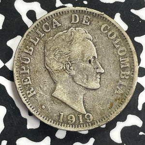 1919 Colombia 50 Centavos Lot#C0186 Silver!