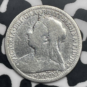 1899 Great Britain 3 Pence Threepence Lot#C0878 Silver! Old Cleaning