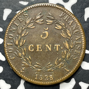 1828-A French Colonies 5 Centimes Lot#MK223
