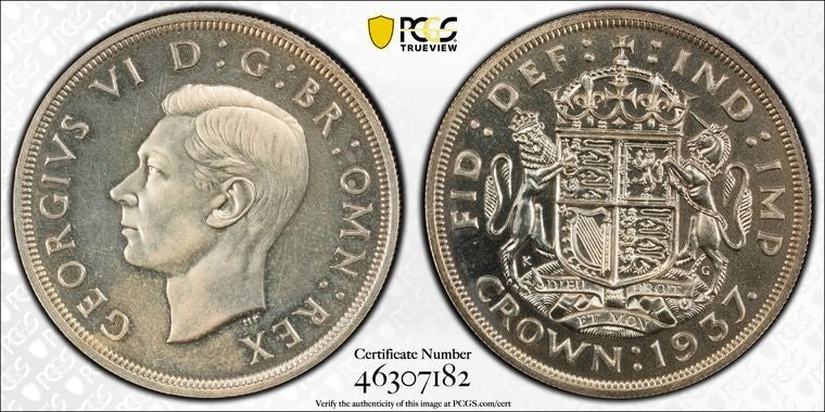 1937 G.B. George VI Coronation 1 Crown PCGS PR65 Lot#G2018 Silver! Proof! S-4079