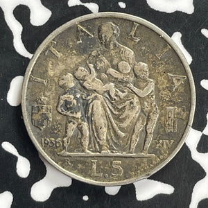 1936 Italy 5 Lire Lot#C0112 Silver!