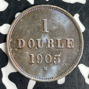 1903-H Guernsey 1 Double Lot#T8082 High Grade! Beautiful Toning!