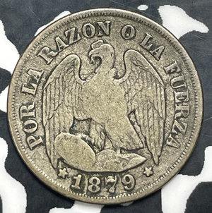 1879-So Chile 1 Decimo Lot#C0266 Silver!