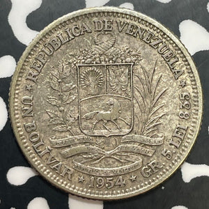 1954 Venezuela 1 Bolivar Lot#E7336 Silver! Nice!