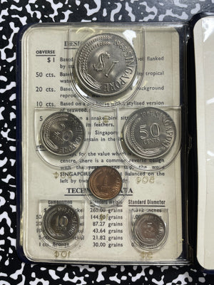 1968 Singapore 6x Coin Mint Set Lot#B2747 With Case & C.O.A.