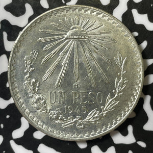 1945 Mexico 1 Peso Lot#E5017 Silver! High Grade! Beautiful!