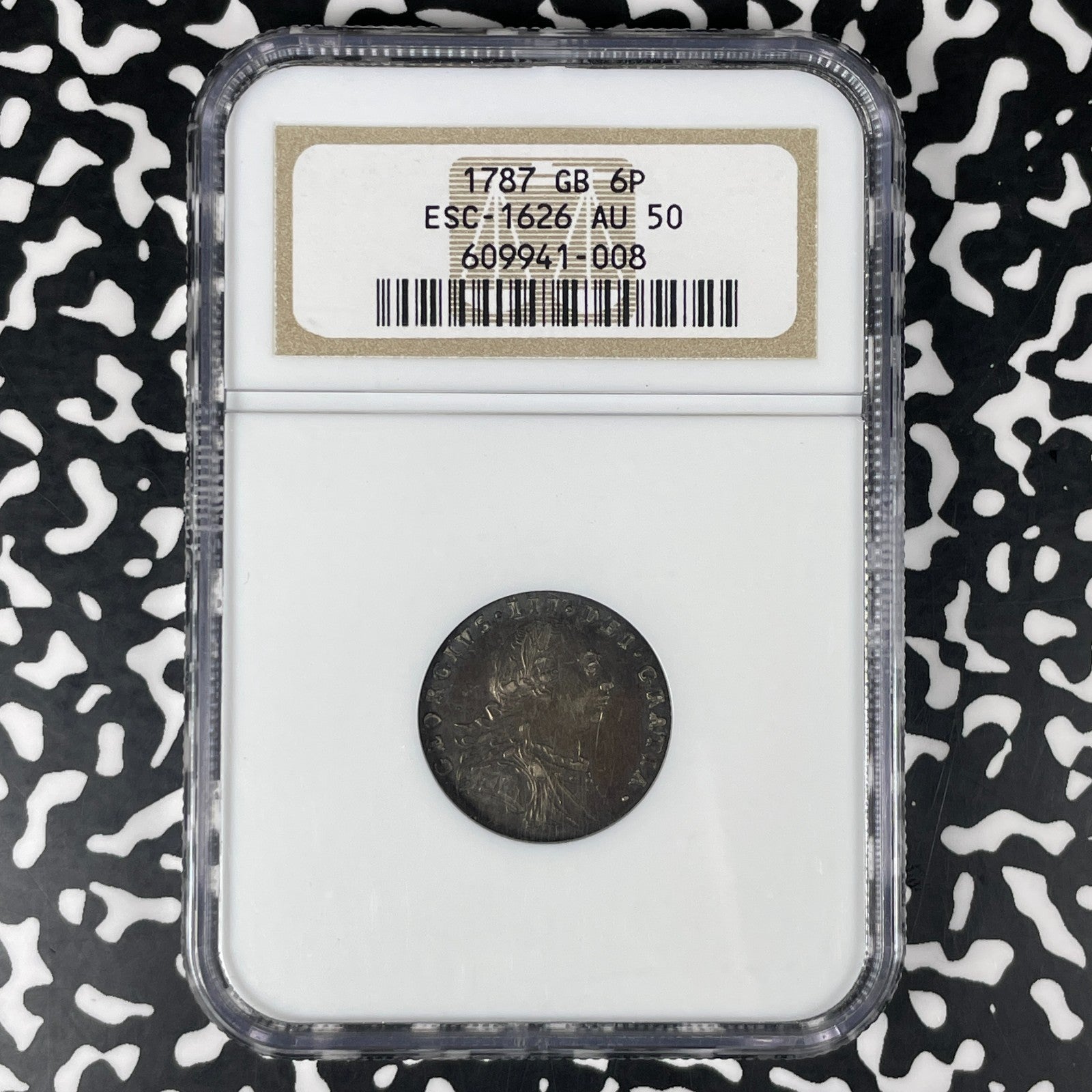 1787 Great Britain George III 6 Pence NGC AU50 Lot#G1800 Silver!
