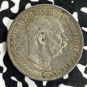 1913 Austria 2 Corona Lot#C1087 Silver! Nice!