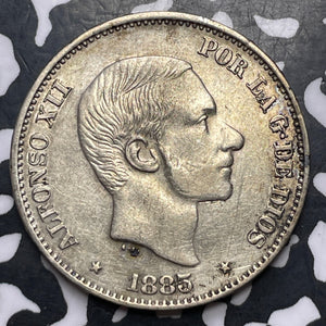 1885 Spanish Philippines 50 Centimos Lot#MK252 Silver!