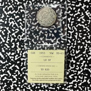 1953 Canada 50 Cents ICCS MS63 Lot#OV1603 Silver! Choice UNC!