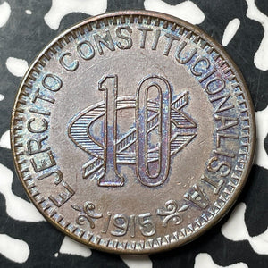 1915 Mexico Chihuahua 10 Centavos Lot#E7178 High Grade! Beautiful Toning!