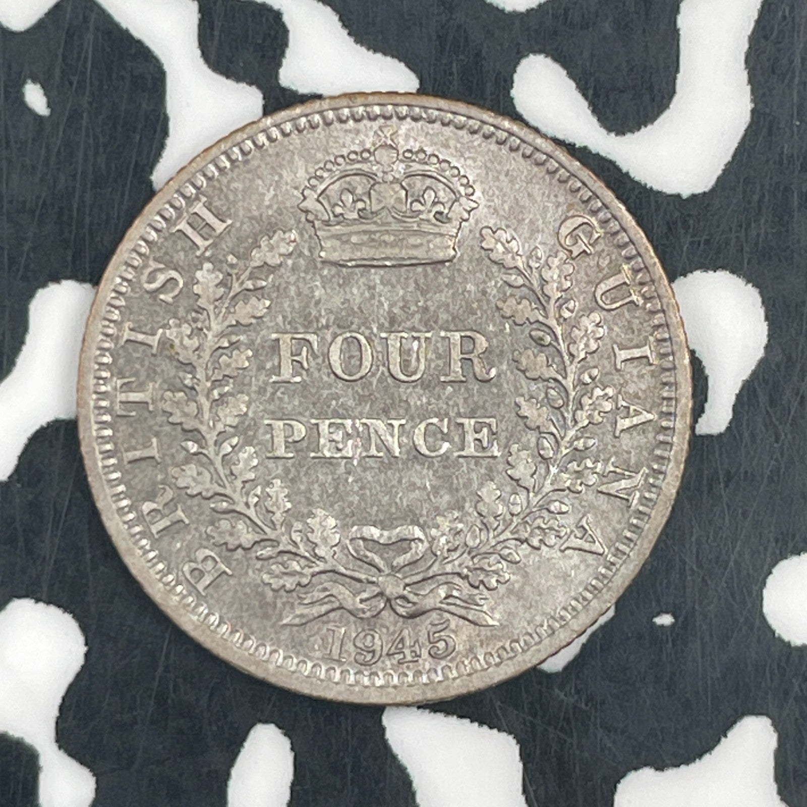 1945 British Guiana 4 Pence Fourpence Lot#F7767 Silver! Nice!