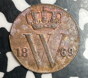 1869 Netherlands 1/2 Cent Lot#T3579 Nice!