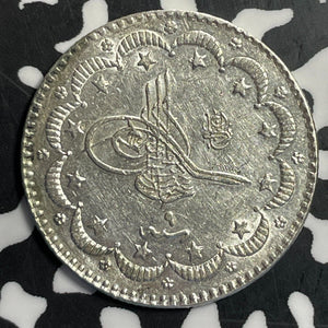 AH 1293 Year 9 (1876) Turkey 5 Kurus Lot#E8032 Silver! Nice!