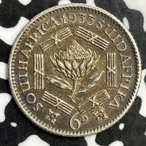 1933 South Africa 6 Pence Sixpence Lot#E5391 Silver!