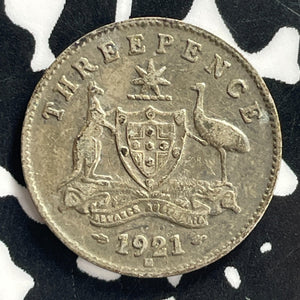 1921-M Australia 3 Pence Threepence Lot#C0755 Silver!