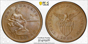 1913-S U.S. Philippines 1 Centavo PCGS MS64BN Lot#G8637 Choice UNC!