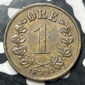 1893 Norway 1 Ore Lot#E7195 High Grade! Beautiful!