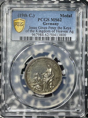 (19th C.) Germany Jesus/Peter & Keys Of Heaven Medal PCGS MS62 Lot#G8851 Silver!