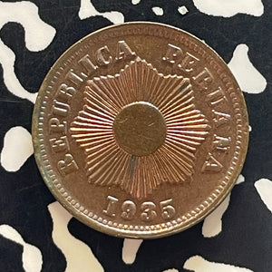 1935 Peru 1 Centavo Lot#T5836 High Grade! Beautiful! KM#208.2