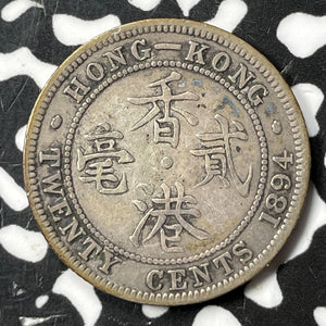 1894 Hong Kong 20 Cents Lot#OV1320 Silver! Ex- H.F. Bowker Collection