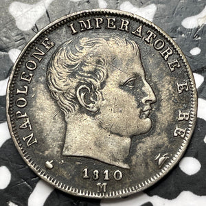 1810-M Italy Kingdom Of Napoleon 1 Lira Lot#JM7259 Silver! Nice!