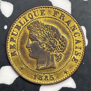 1885-A France 1 Centime Lot#C0892 Beautiful Detail, Cleaned