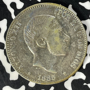 1885 Spanish Philippines 50 Centavos Lot#T4684 Silver!