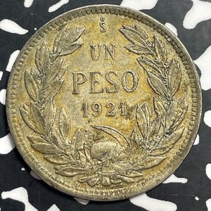 1921 Chile 1 Peso Lot#T0036 Silver!