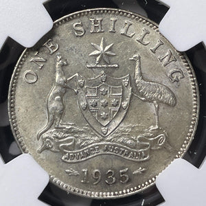 1935 Australia 1 Shilling NGC AU55 Lot#G8537 Silver!