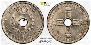 1927 Norway 1 Krone PCGS MS64 Lot#G905 Key Date! Choice UNC!