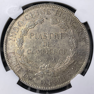 1927-A French Indo-China 1 Piastre NGC AU58 Lot#G9483 Large Silver!