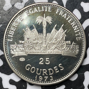 1973 Haiti 25 Gourdes Lot#D7313 Silver! Proof! Colombus