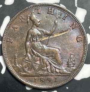 1891 Great Britain Farthing Lot#T9352 Nice!