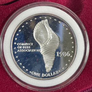 1986 Marshall Islands 2x Coin Proof Set Lot#B2602 Silver! With Case & C.O.A.