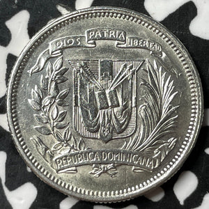 1937 Dominican Republic 25 Centavos Lot#JM7071 Silver! High Grade! Beautiful!