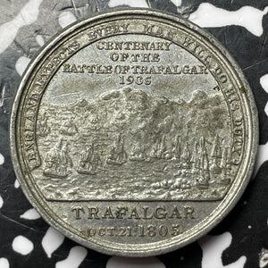 1905 G.B. Horatio Nelson/ Battle Of Trafalgar Centenary Medal Lot#JM6912 32mm