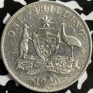 1920-M Australia 1 Shilling Lot#E0601 Silver! Old Cleaning