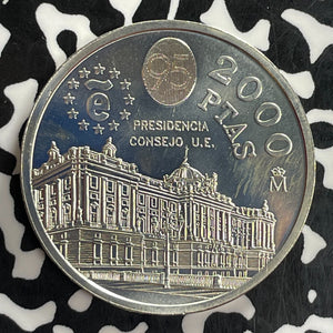 1995 Spain 2000 Pesetas Lot#C1025 Silver! High Grade! Beautiful!