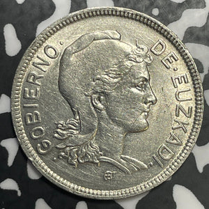 1937 Spain Euzkadi 2 Pesetas Lot#E6605 High Grade! Beautiful!