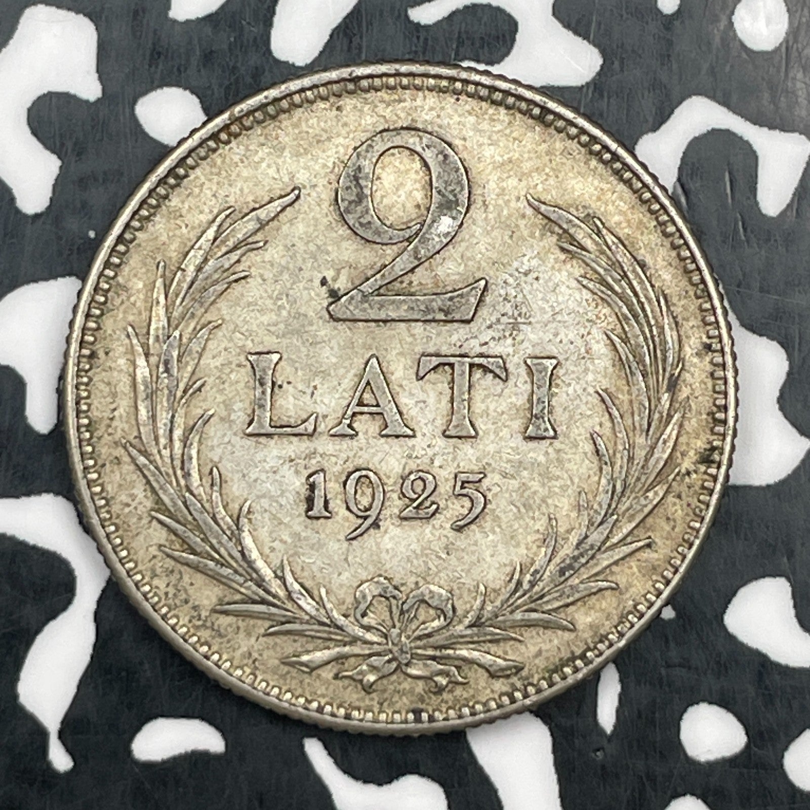 1925 Latvia 2 Lati Lot#N1192 Silver! Cleaned