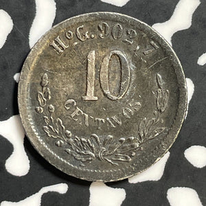 1891-Ho G Mexico 10 Centavos Lot#E6959 Silver! Nice!