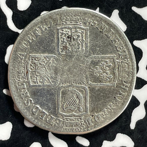 1745-Lima Great Britain George II 1 Shilling Lot#JM9846 Silver! Old Cleaning