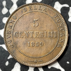 1859 Italy Tuscany 5 Centesimi Lot#JM7274 Nice!