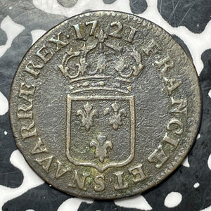 1721-S France 1 Liard Lot#E7240