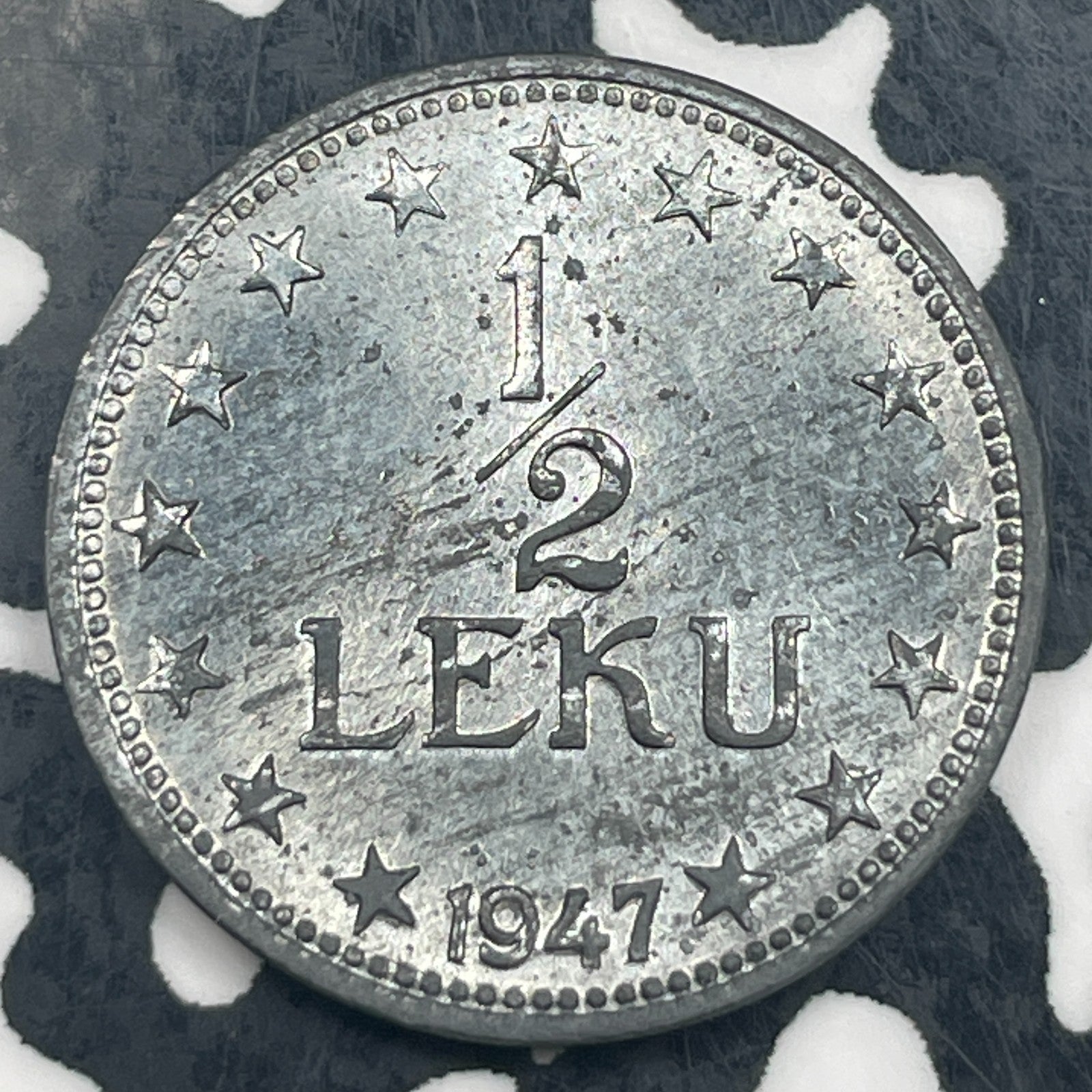 1947 Albania 1/2 Leku Lot#N3695 High Grade! Beautiful!