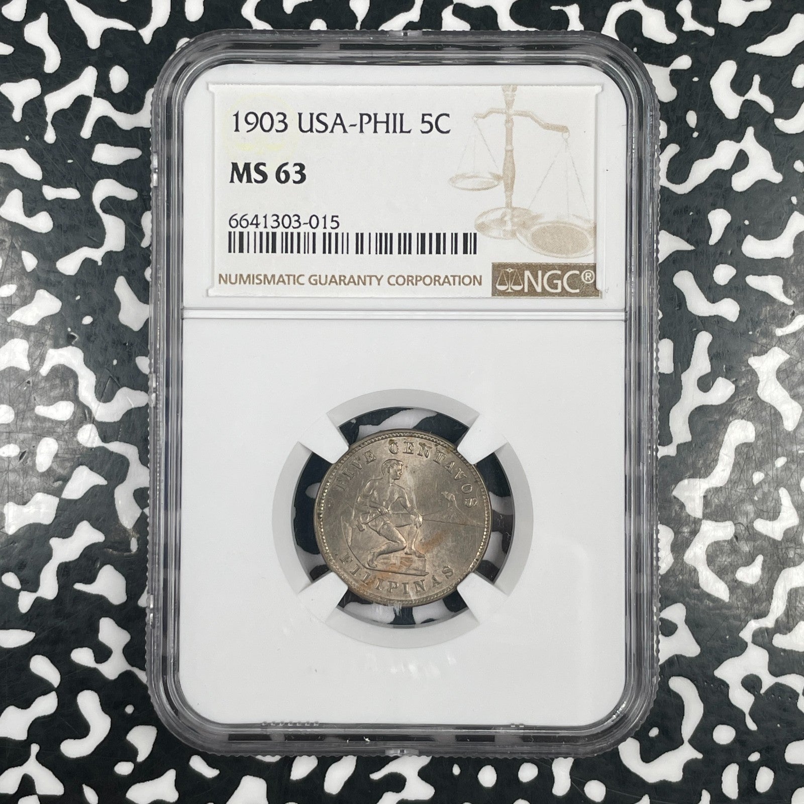 1903 U.S. Philippines 5 Centavos NGC MS63 Lot#G4172 Choice UNC!
