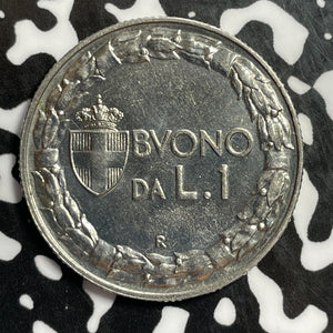 1922-R Italy 1 Lira Lot#E2294 High Grade! Beautiful!
