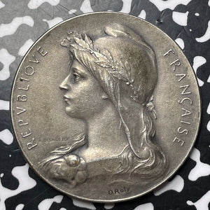 1920 France Bureau of Public Assistance Award Lot#E9583 Silvered Bronze 42mm