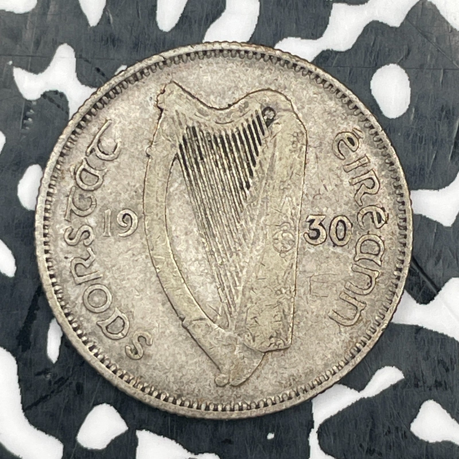 1930 Ireland 1 Shilling Lot#N3134 Silver! Low Mintage